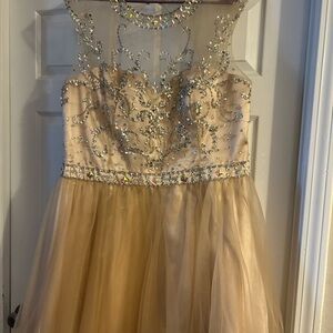 Elegant Cream and Gold Homecoming Dress